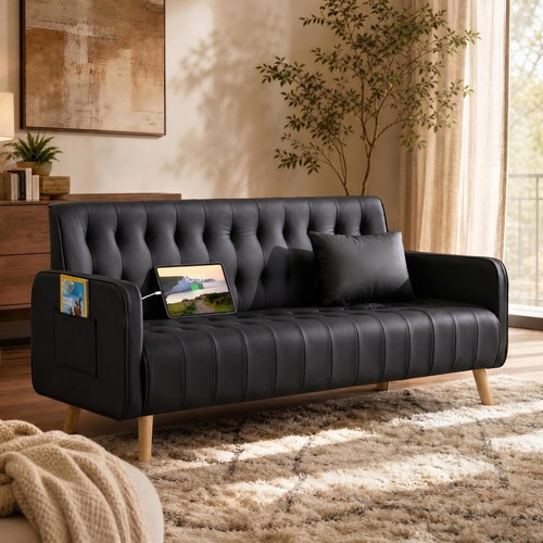 Faux leather loveseat - faux,